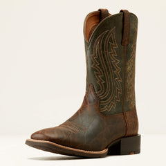 Sport Big Country Wide Square Toe Cowboy Boot Men - MAHOGANY ELEPHANT PRINT/FOREST GREEN
