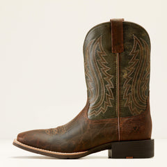 Sport Big Country Wide Square Toe Cowboy Boot Men - MAHOGANY ELEPHANT PRINT/FOREST GREEN