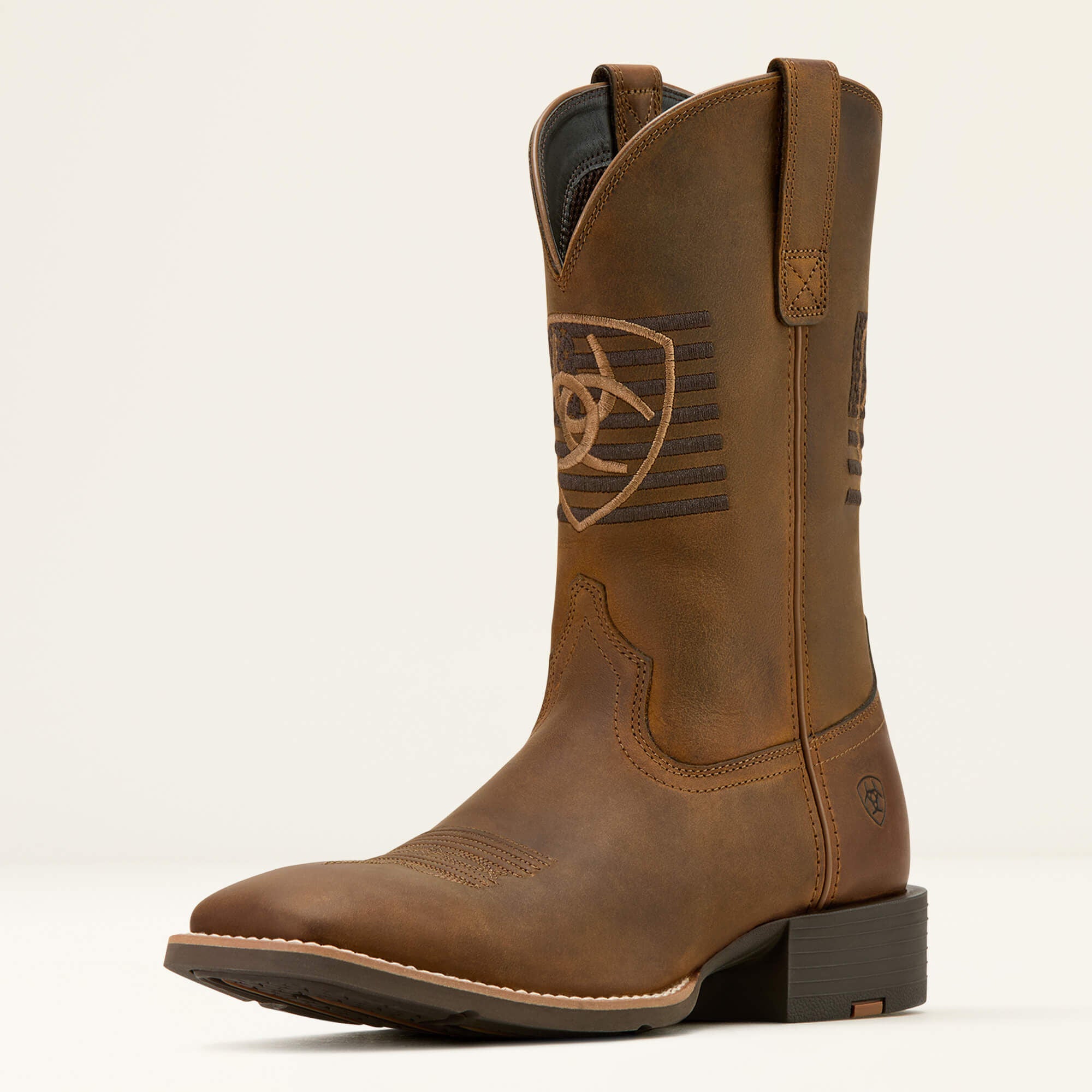 Sport Freedom Wide Square Toe Cowboy Boot Men - DISTRESSED BROWN