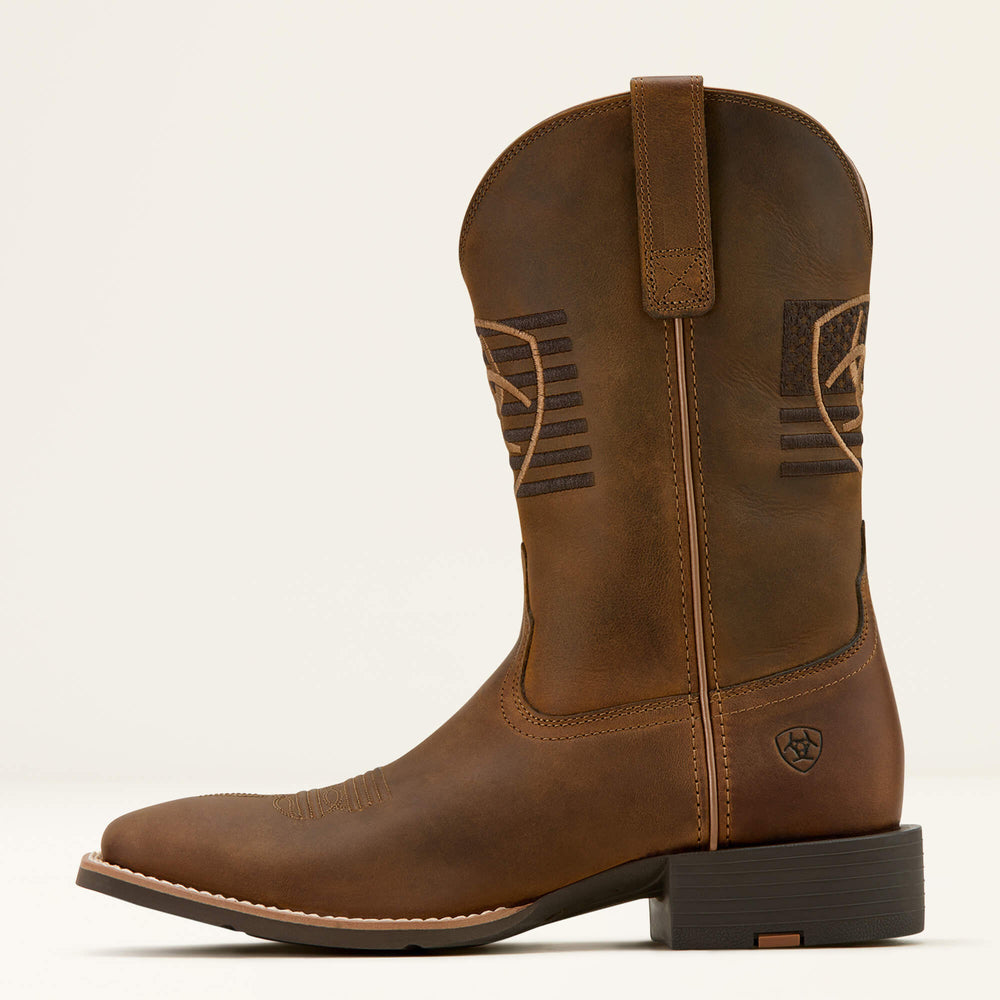 Sport Freedom Wide Square Toe Cowboy Boot Men - DISTRESSED BROWN