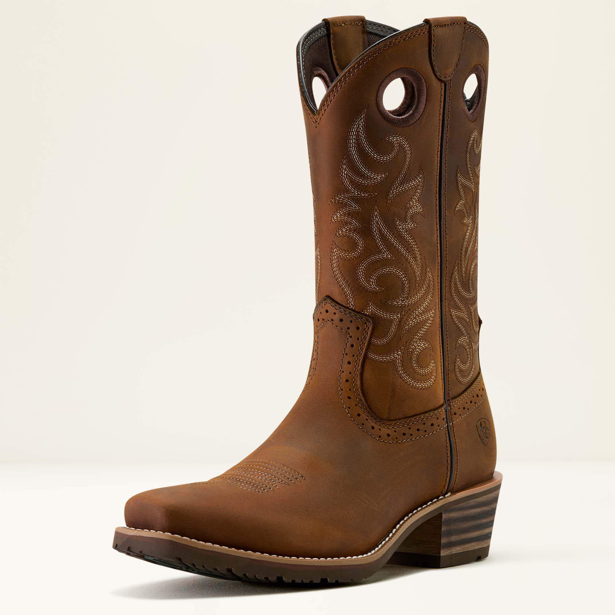 Hybrid Roughstock Square Toe Cowboy Boot Men - DISTRESSED BROWN