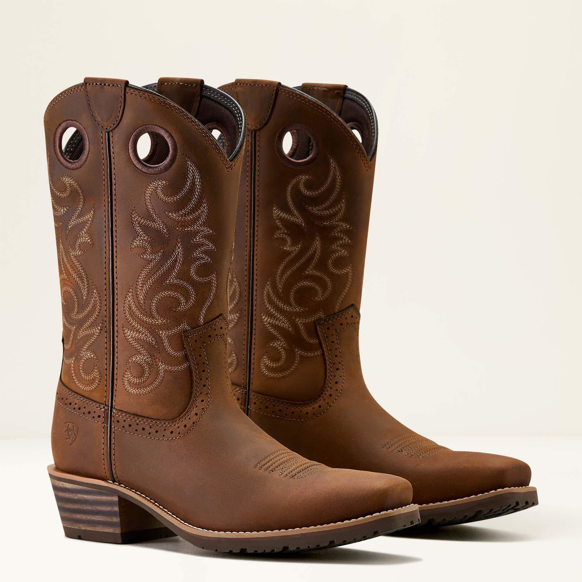 Hybrid Roughstock Square Toe Cowboy Boot Men - DISTRESSED BROWN