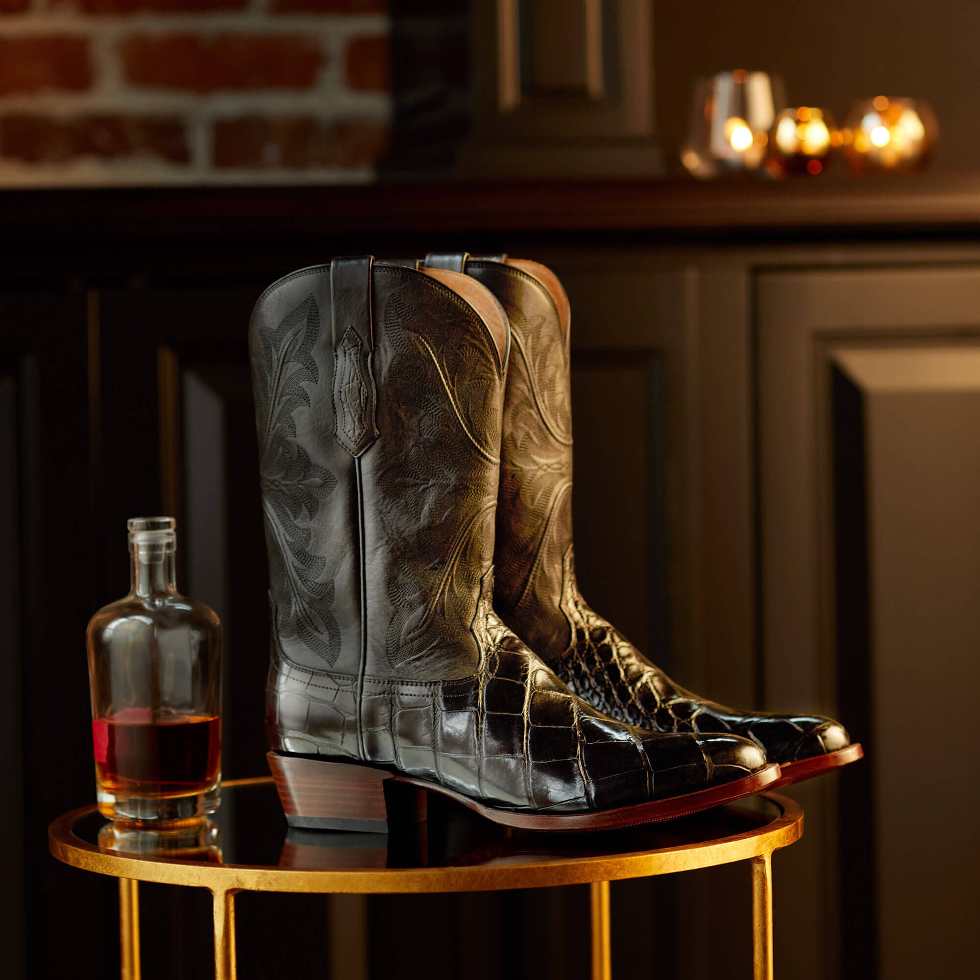 Bench Made James Western Boot Men - BLACK AMERICAN ALLIGATOR