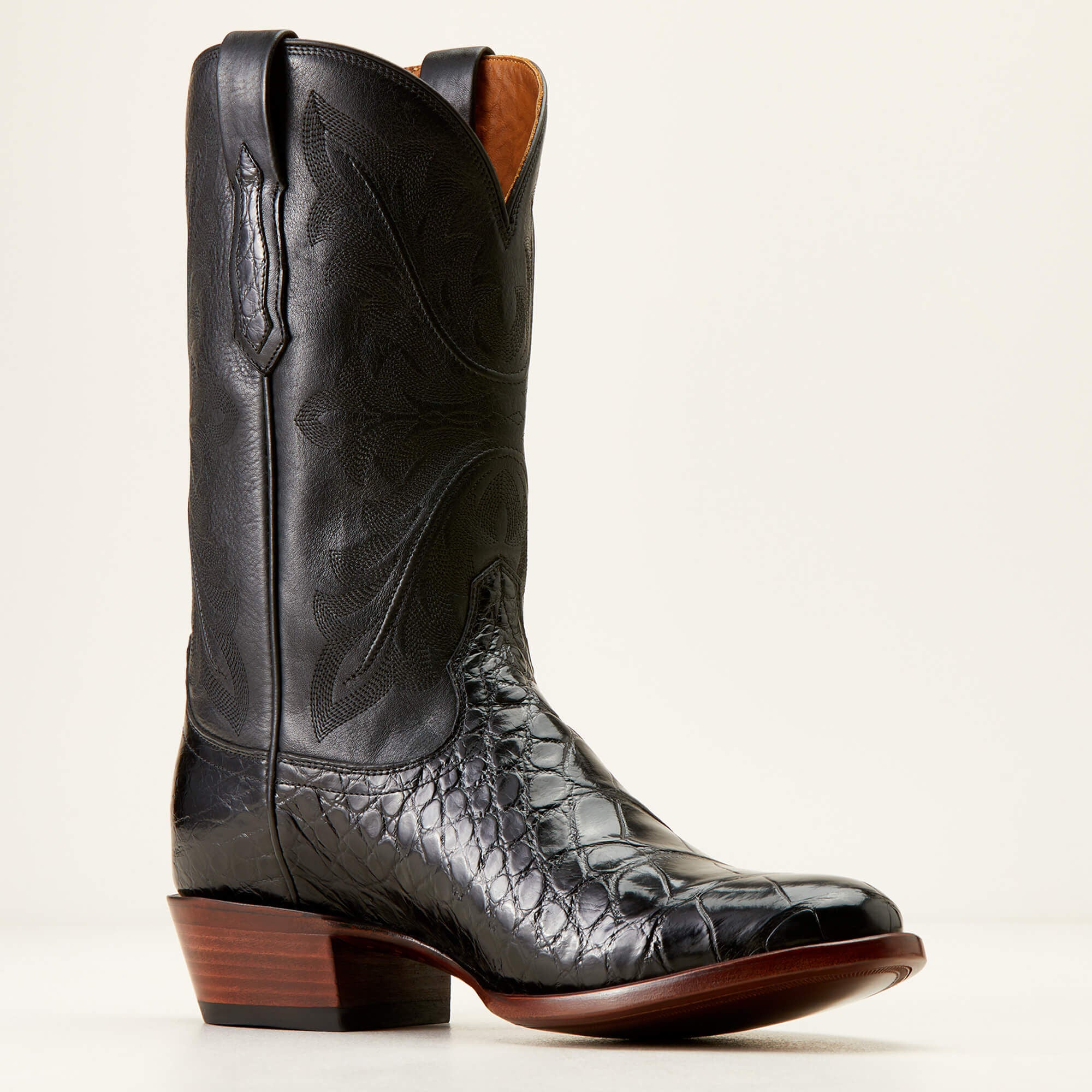 Bench Made James Western Boot Men - BLACK AMERICAN ALLIGATOR