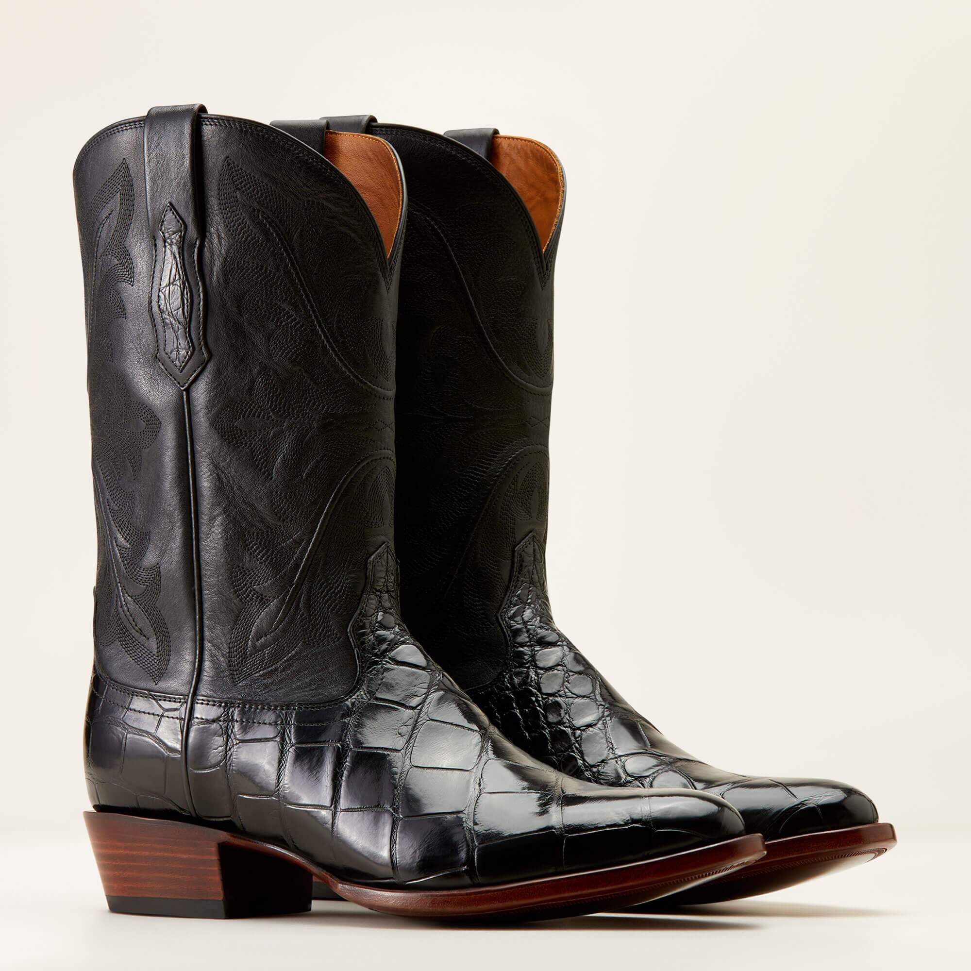 Bench Made James Western Boot Men - BLACK AMERICAN ALLIGATOR