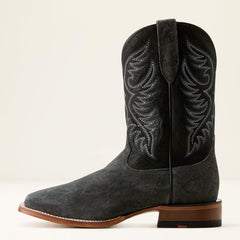 Wiley Wide Square Toe Cowboy Boot Men - BLACK ELEPHANT ROUGHOUT PRINT/BAYOU BLAC