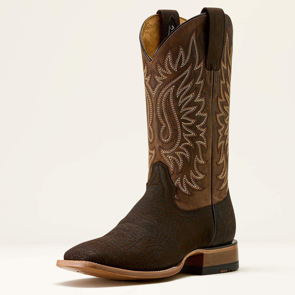 Gold Point Wide Square Toe Cowboy Boot Men - CHOCOLATE BISON/LOCO BROWN