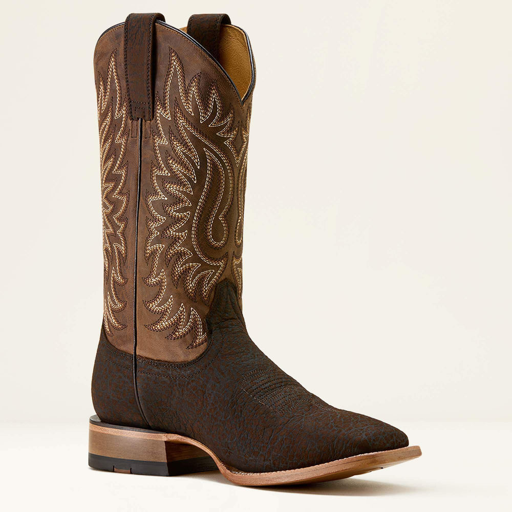 Gold Point Wide Square Toe Cowboy Boot Men - CHOCOLATE BISON/LOCO BROWN