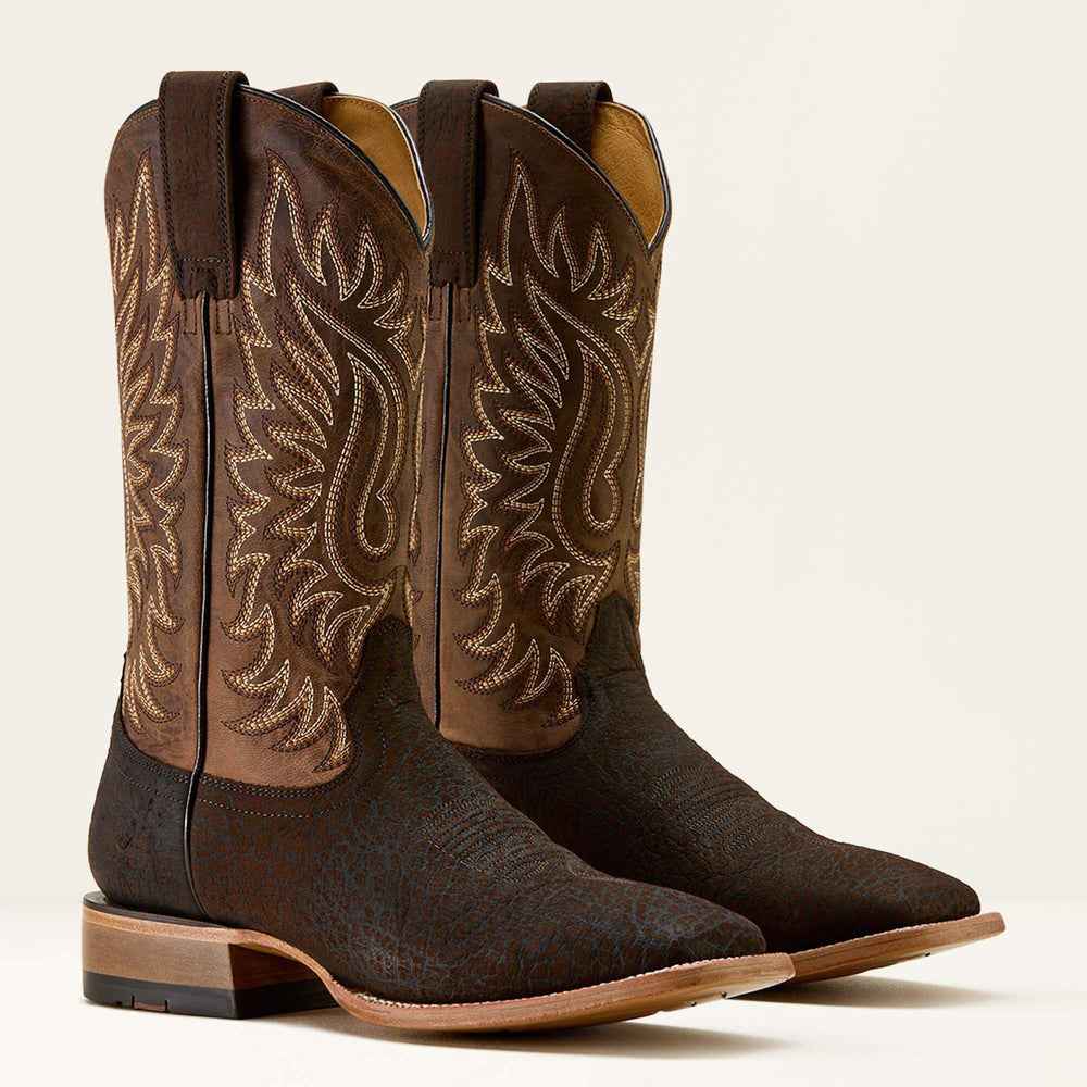 Gold Point Wide Square Toe Cowboy Boot Men - CHOCOLATE BISON/LOCO BROWN