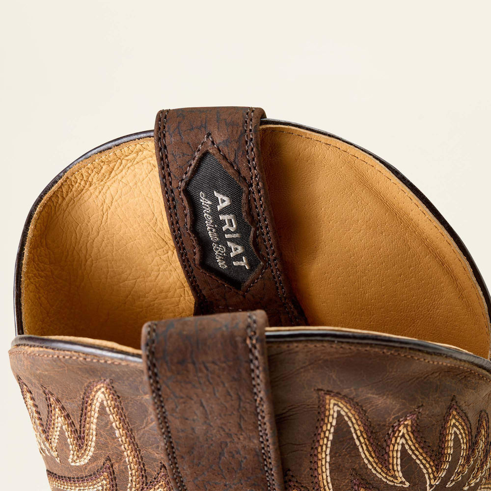 Gold Point Wide Square Toe Cowboy Boot Men - CHOCOLATE BISON/LOCO BROWN