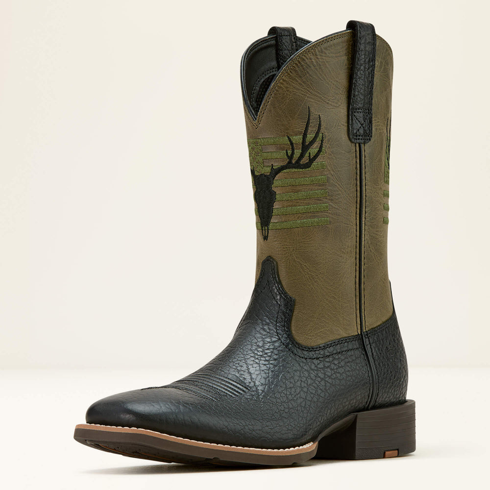 Sport Antlers Cowboy Boot Men - BLACK ADOBE/FOUR LEAF CLOVER