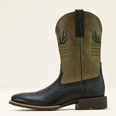 Sport Antlers Cowboy Boot Men - BLACK ADOBE/FOUR LEAF CLOVER