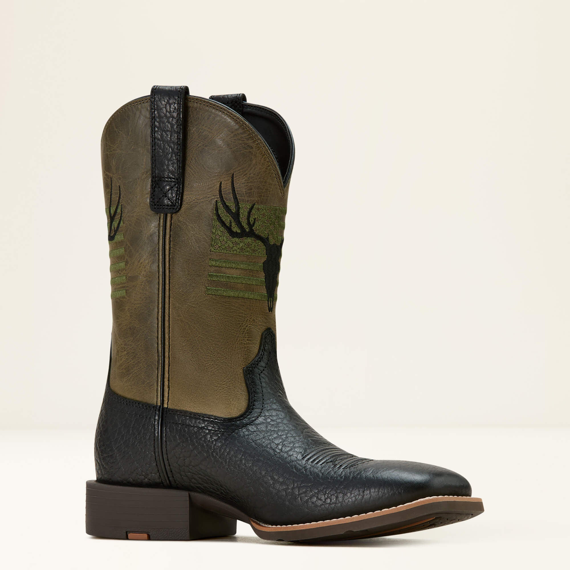 Sport Antlers Cowboy Boot Men - BLACK ADOBE/FOUR LEAF CLOVER