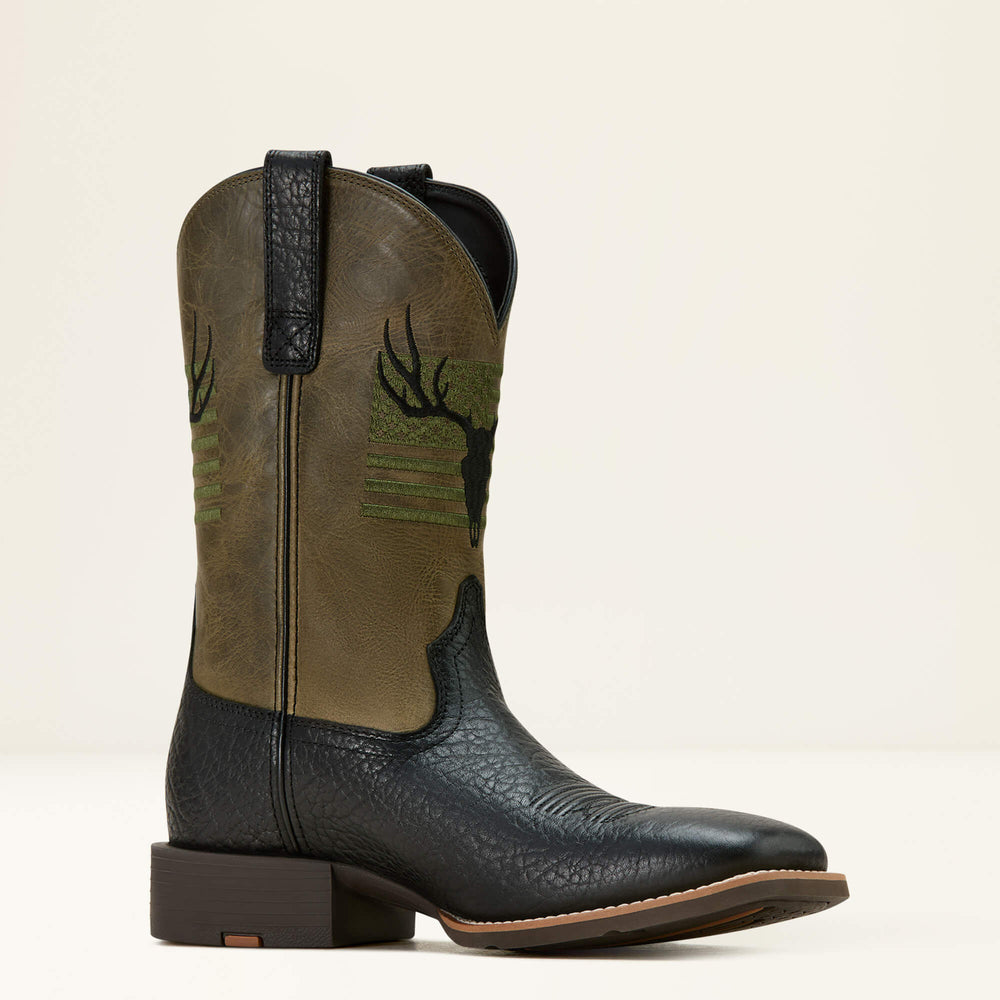 Sport Antlers Cowboy Boot Men - BLACK ADOBE/FOUR LEAF CLOVER
