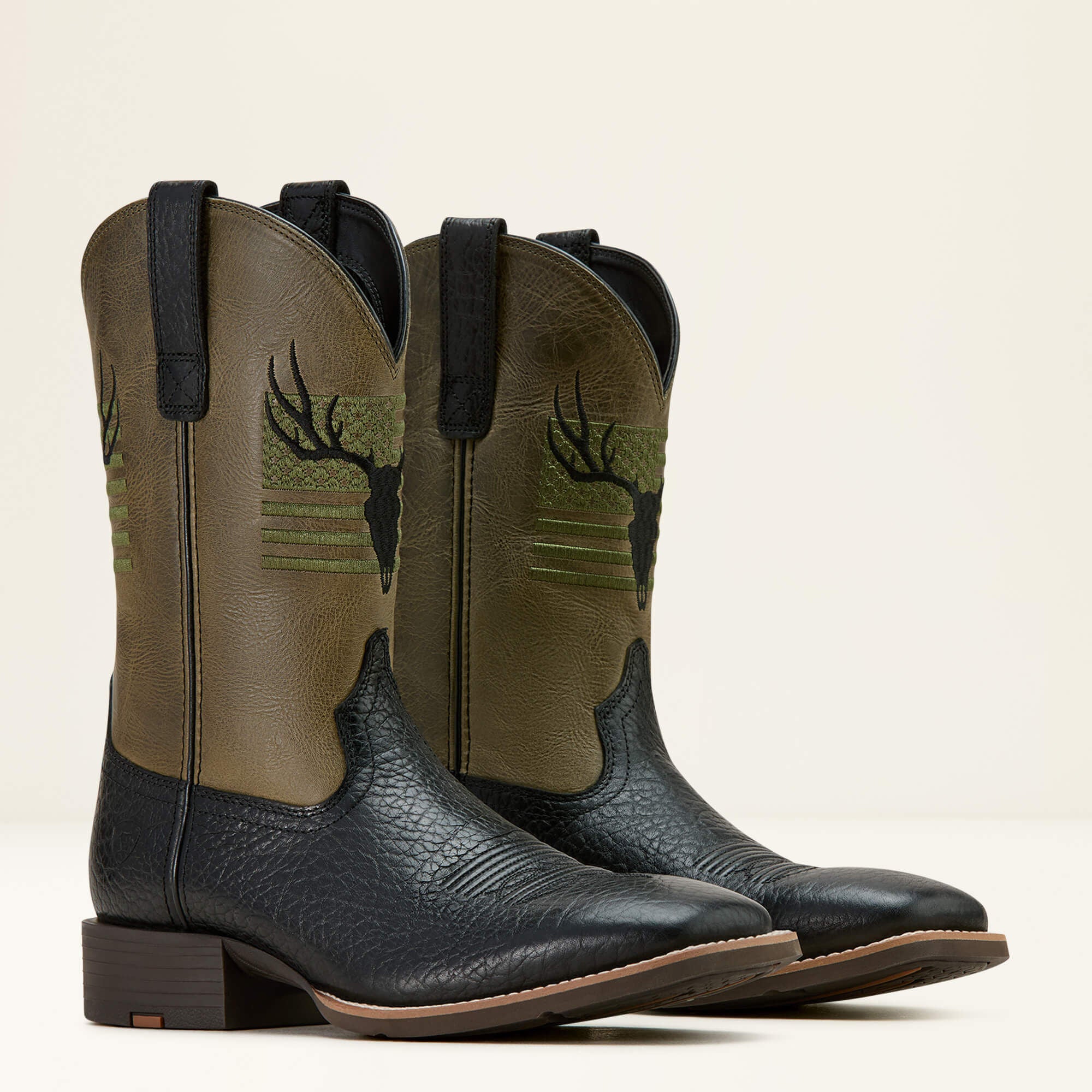 Sport Antlers Cowboy Boot Men - BLACK ADOBE/FOUR LEAF CLOVER