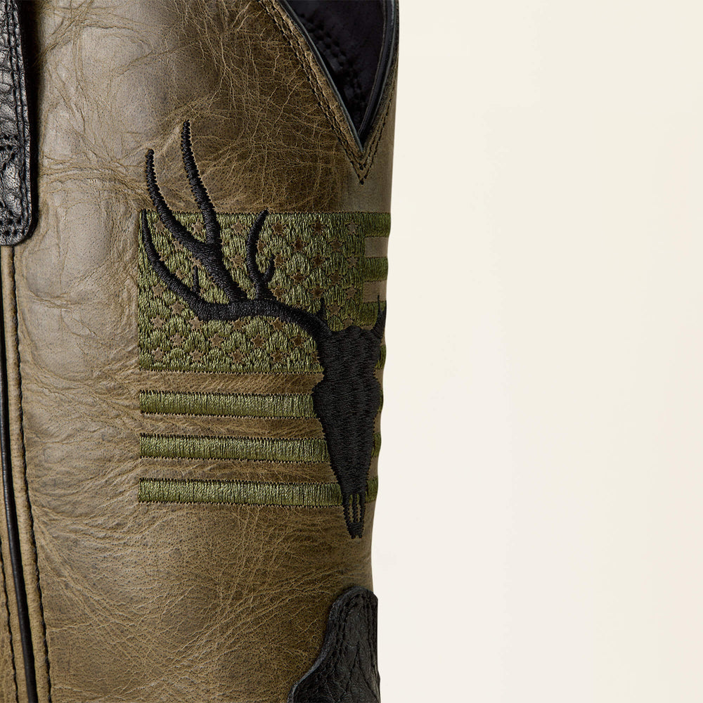 Sport Antlers Cowboy Boot Men - BLACK ADOBE/FOUR LEAF CLOVER
