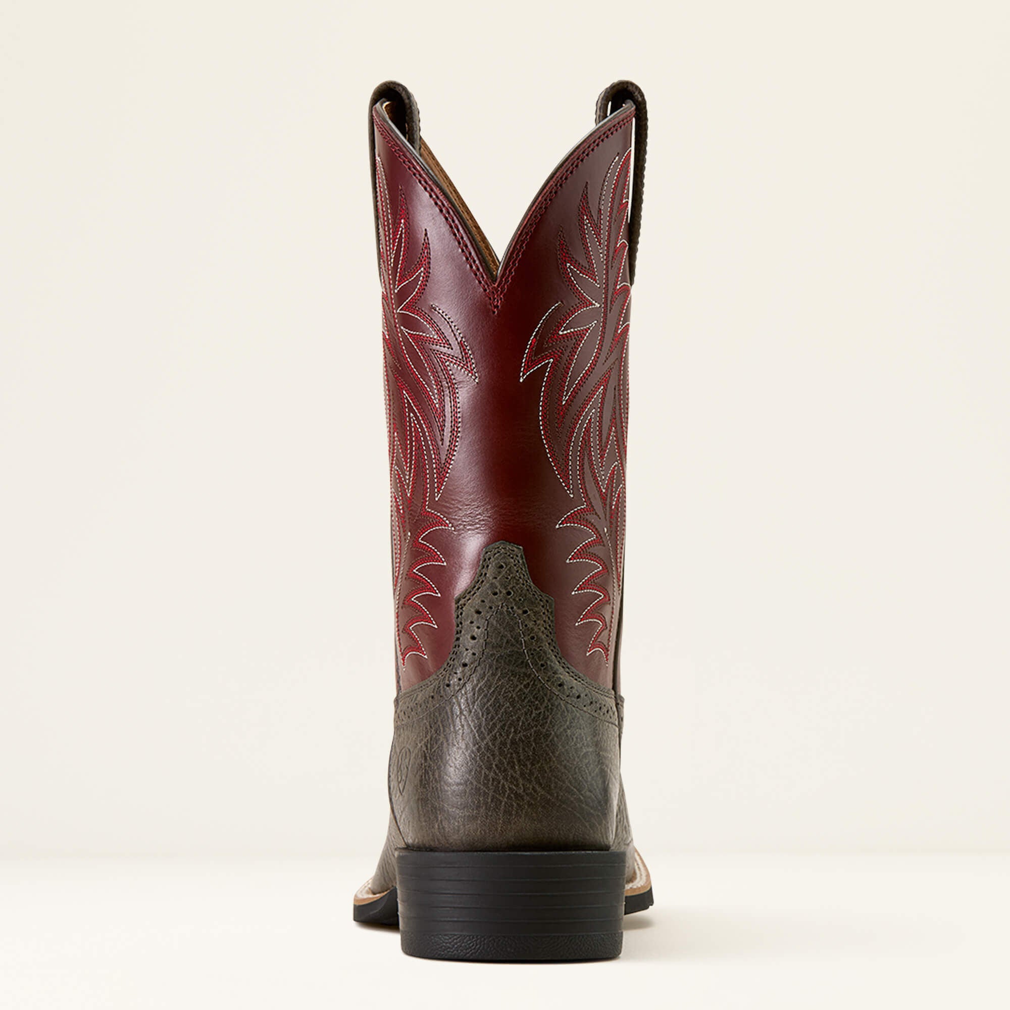 Sport Western Wide Square Toe Cowboy Boot Men - CHARCOAL GREY HIPPO PRINT/BURGUNDY HAZE
