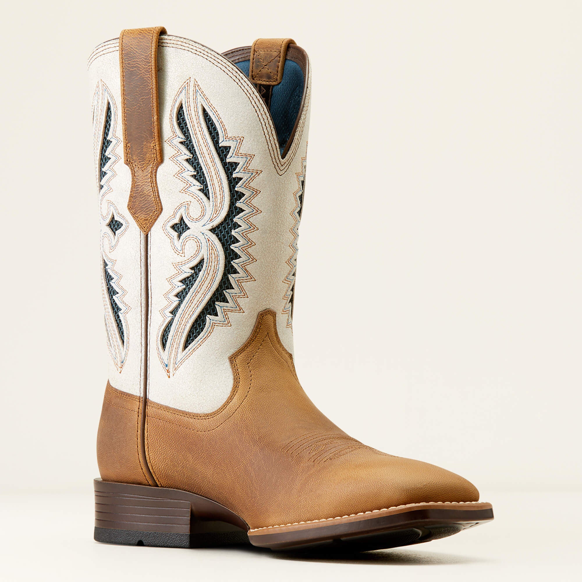 Rowder VentTEK 360 Wide Square Toe Cowboy Boot Men - MARBLED TAN/WHITE
