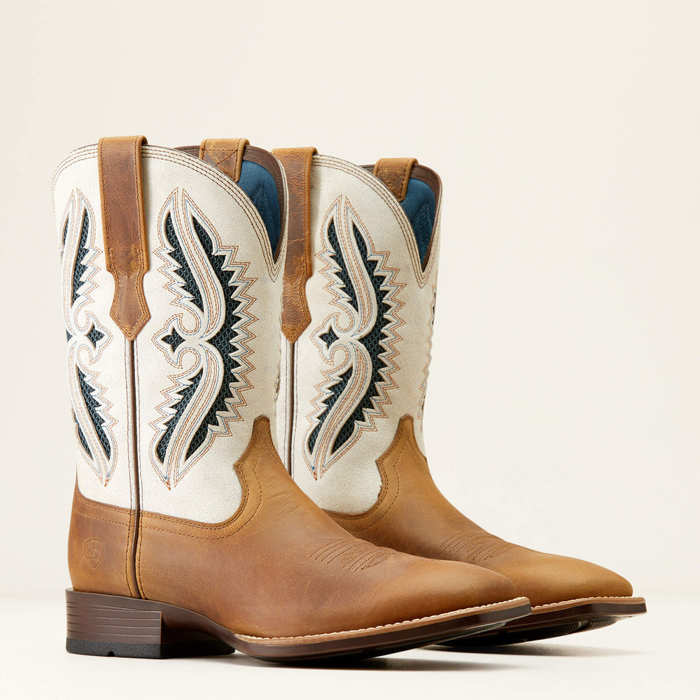 Rowder VentTEK 360 Wide Square Toe Cowboy Boot Men - MARBLED TAN/WHITE