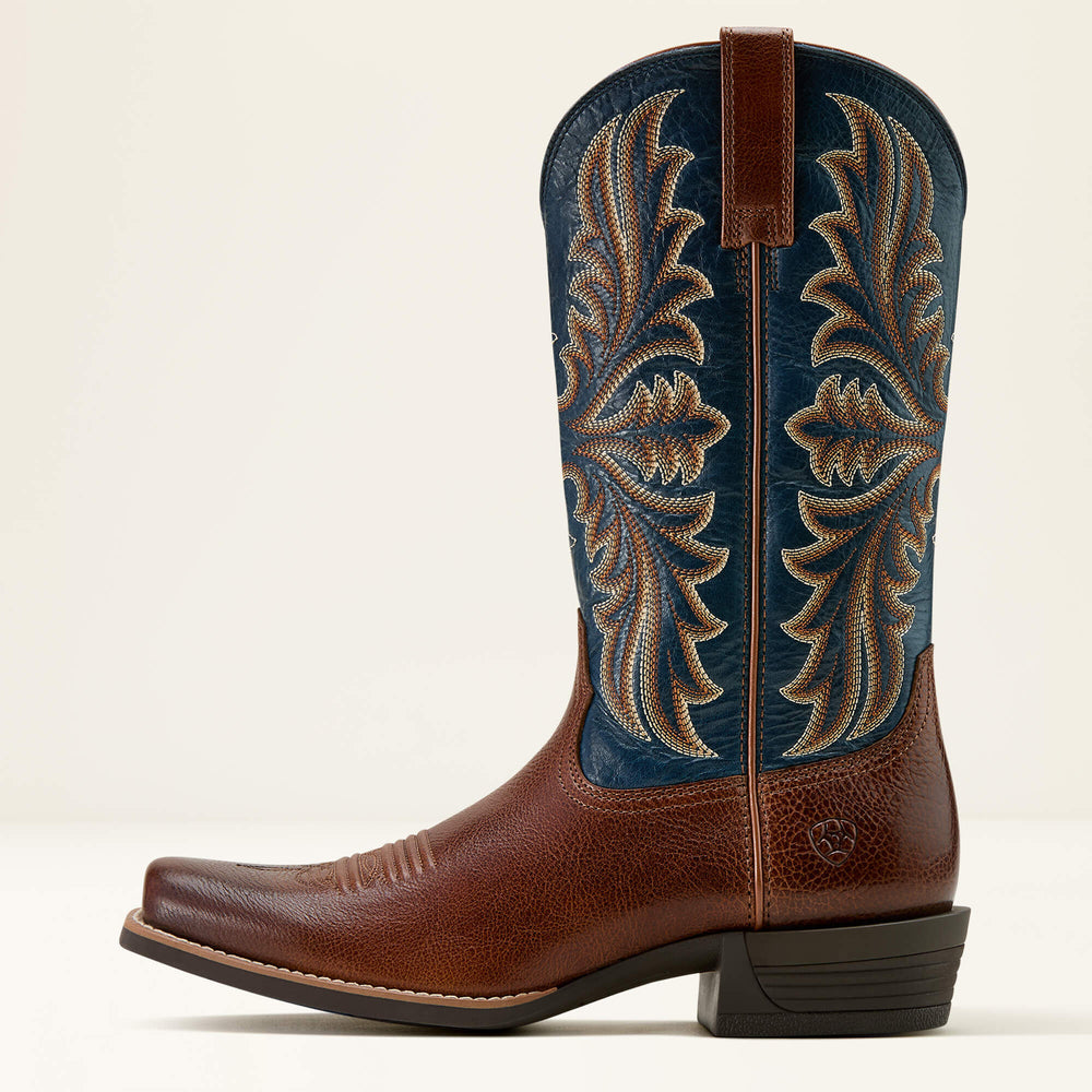 Hustler Cowboy Boot Men - BEASTY BROWN/PACIFIC BLUE