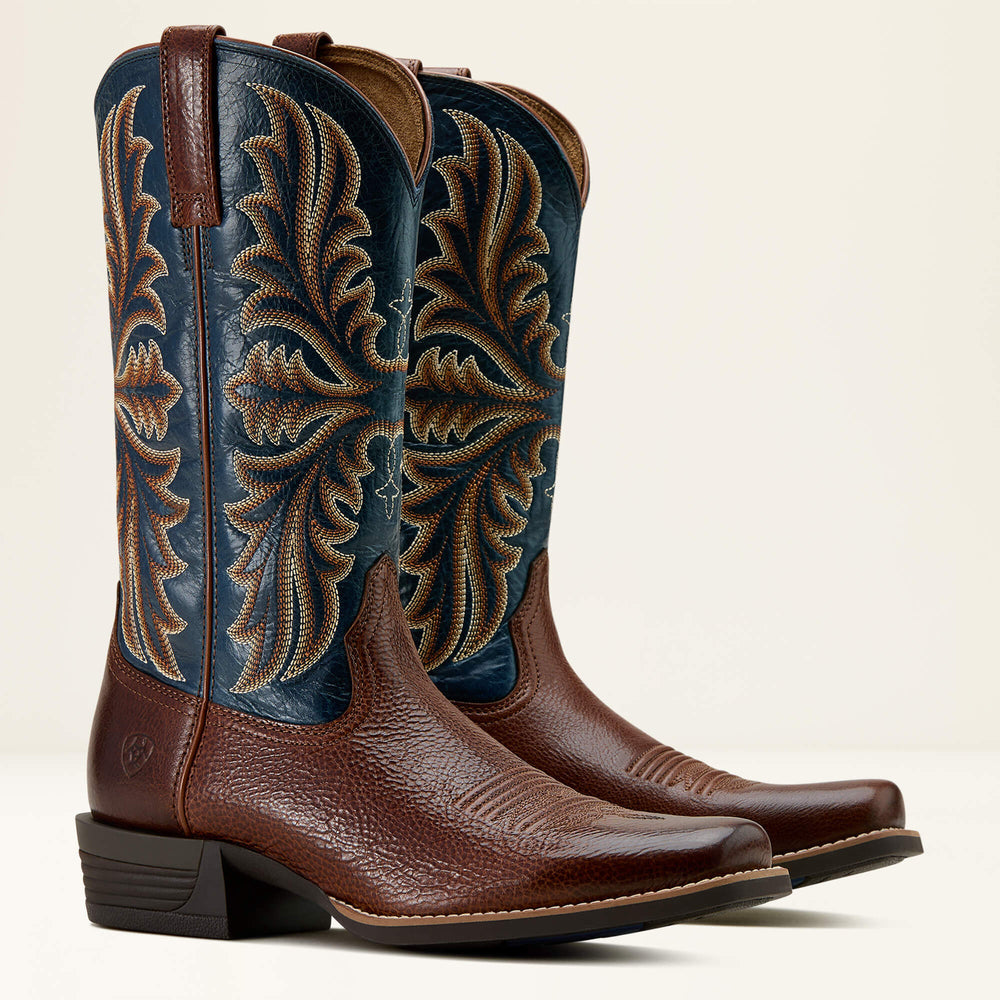 Hustler Cowboy Boot Men - BEASTY BROWN/PACIFIC BLUE