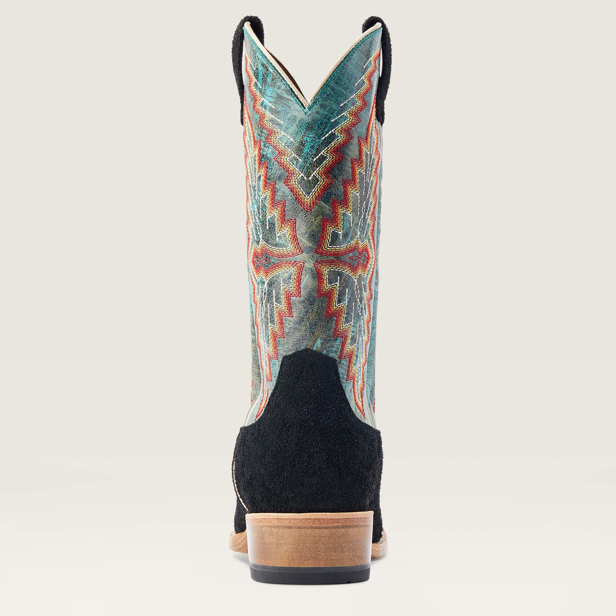 Futurity Showman Cowboy Boot Men - BLACK ROUGHOUT/ROARING TURQUOISE