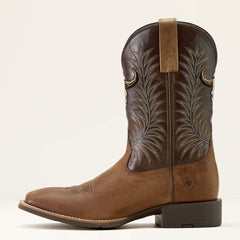 Sport Steer Skull Wide Square Toe Cowboy Boot Men - SANDSTORM/BITTER CHOCOLATE
