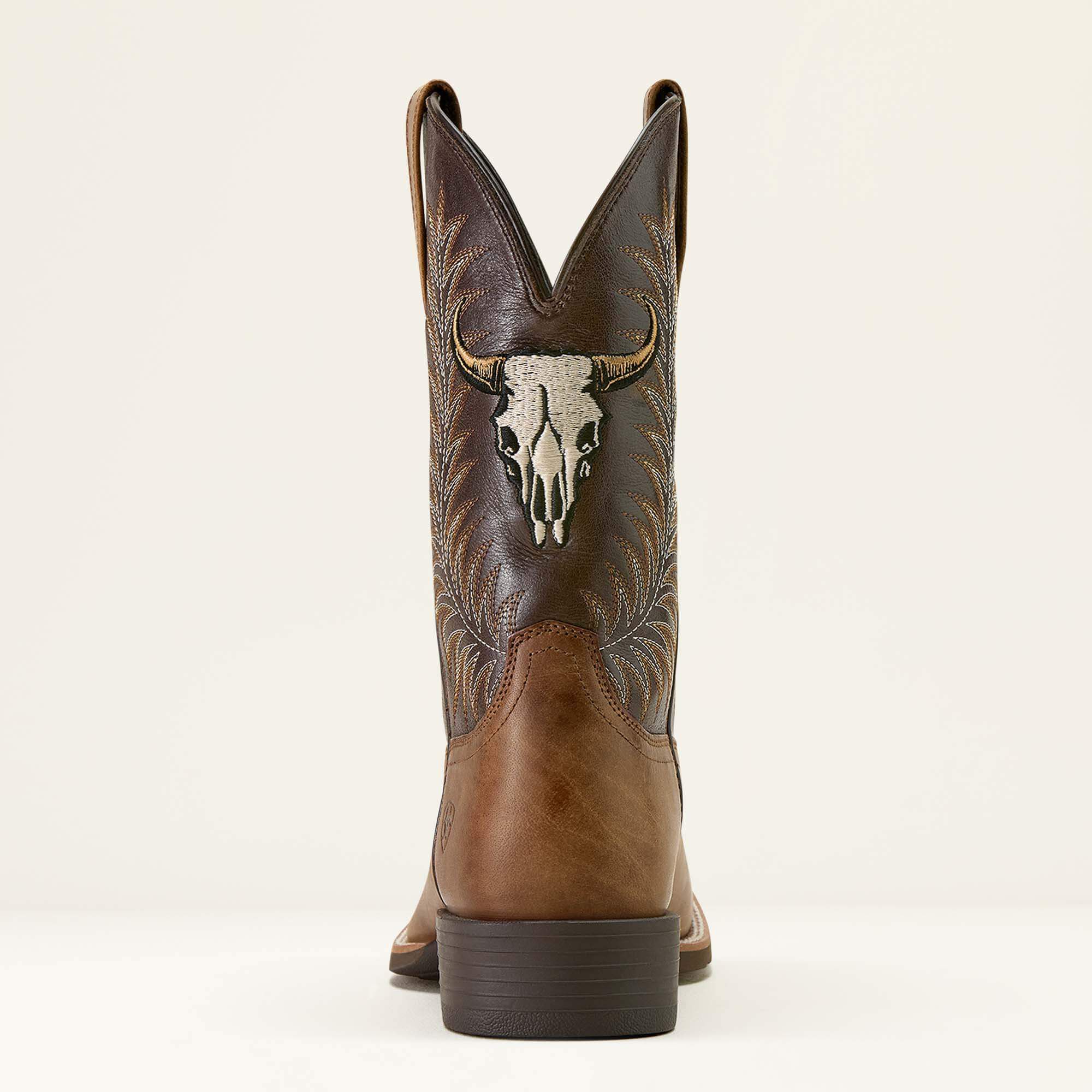 Sport Steer Skull Wide Square Toe Cowboy Boot Men - SANDSTORM/BITTER CHOCOLATE