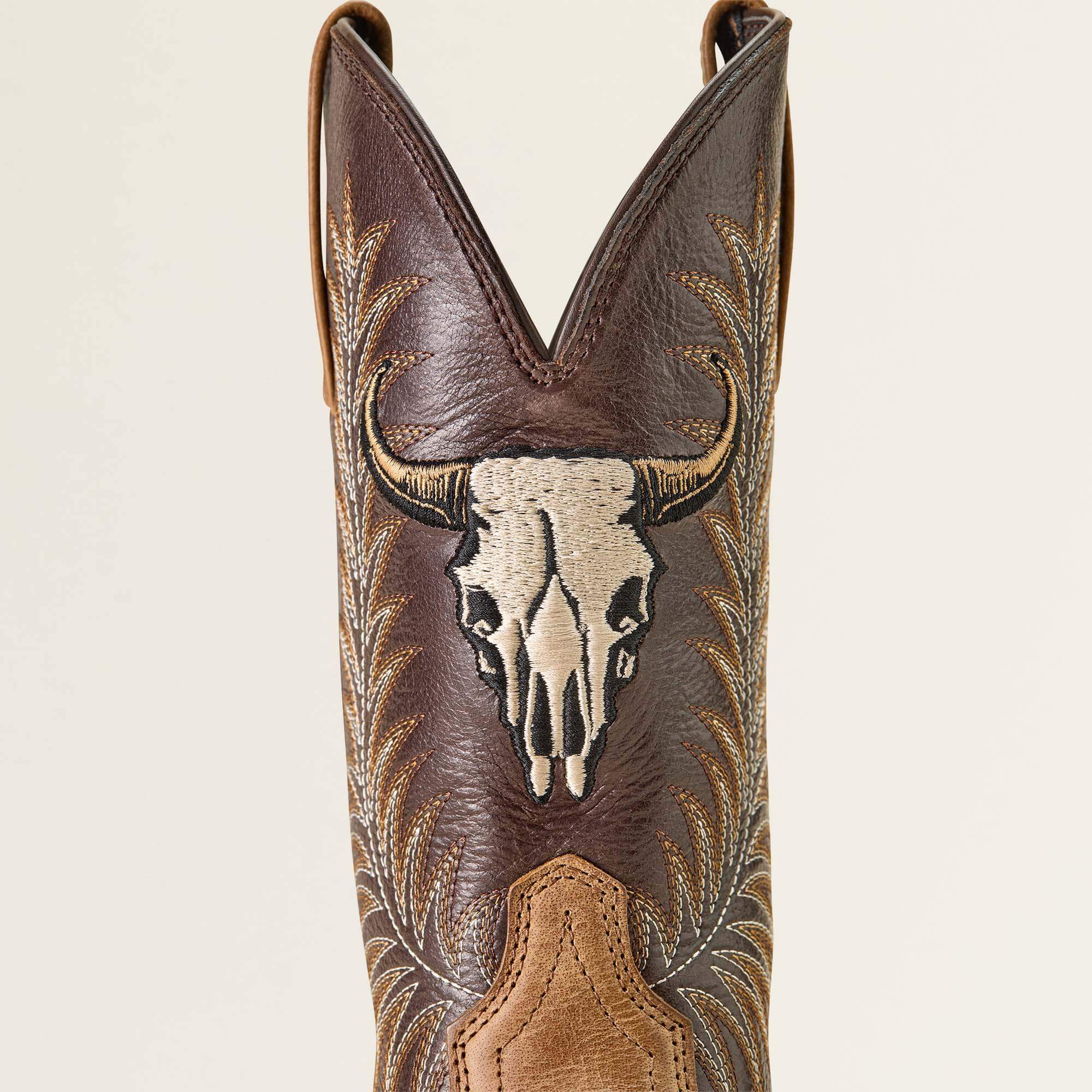 Sport Steer Skull Wide Square Toe Cowboy Boot Men - SANDSTORM/BITTER CHOCOLATE