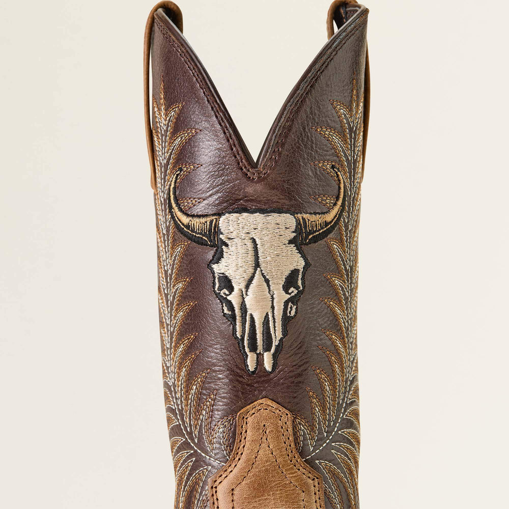 Sport Steer Skull Wide Square Toe Cowboy Boot Men - SANDSTORM/BITTER CHOCOLATE