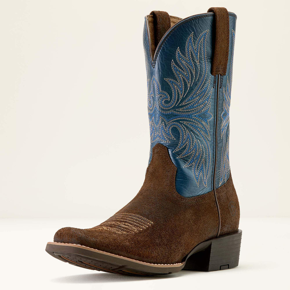 Sport Narrow Cutter Toe Cowboy Boot Men - AGED SMOKEHOUSE ROUGHOUT/MIDNIGHT BLUE