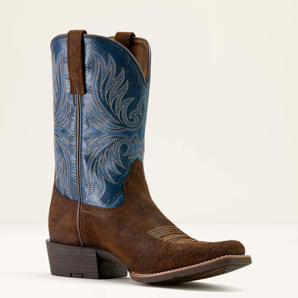 Sport Narrow Cutter Toe Cowboy Boot Men - AGED SMOKEHOUSE ROUGHOUT/MIDNIGHT BLUE