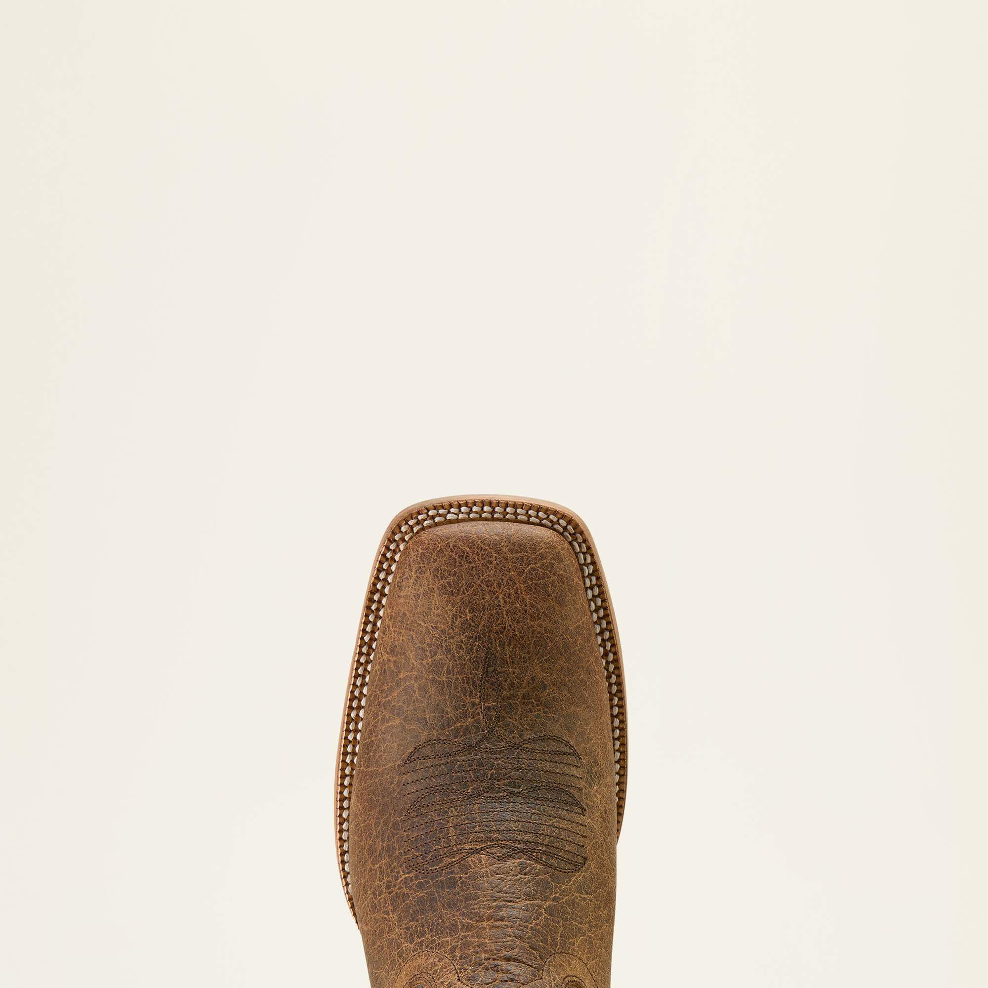 Rock Ridge Wide Square Toe Western Boot Men - SADDLE BROWN BISON/NUTSHELL TAN