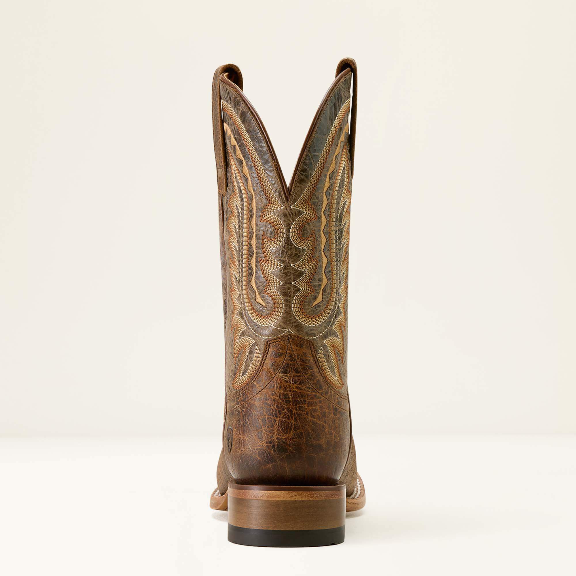Rock Ridge Wide Square Toe Western Boot Men - SADDLE BROWN BISON/NUTSHELL TAN