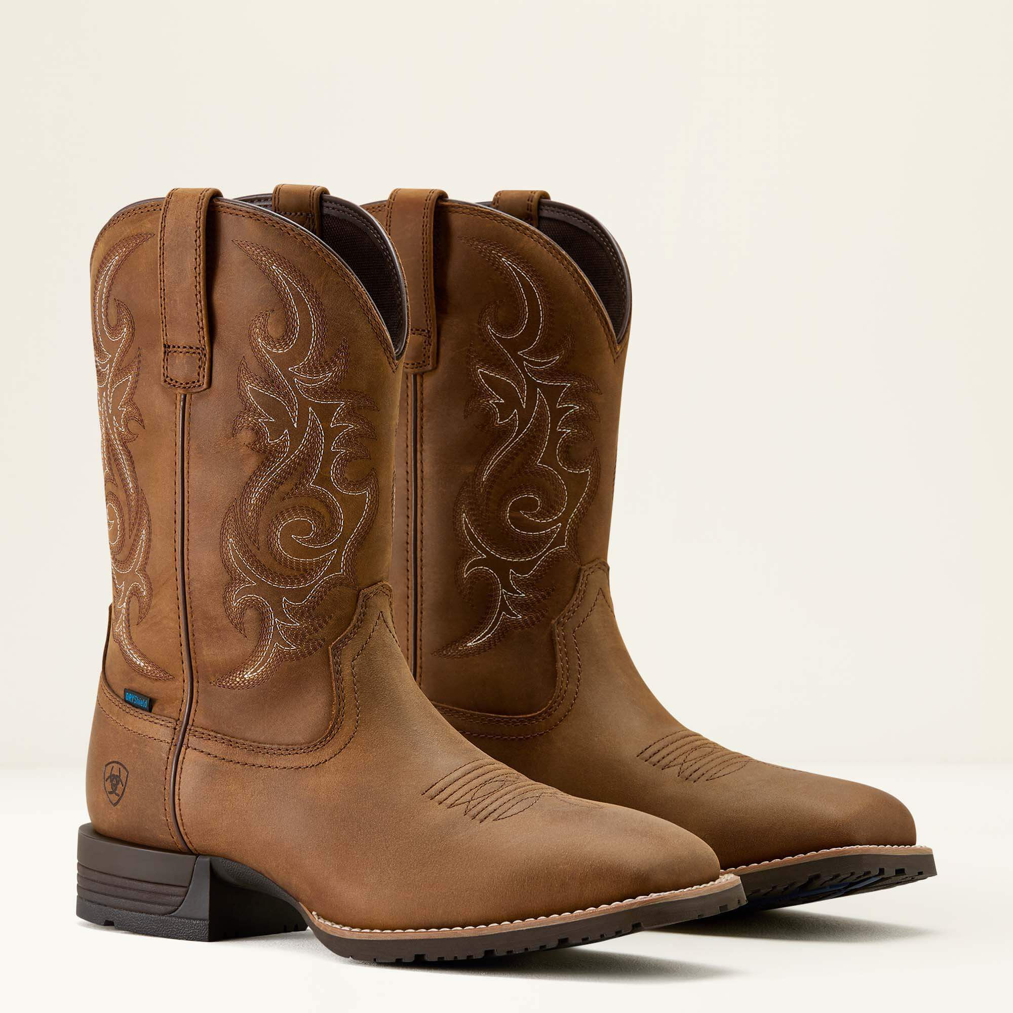 Hybrid Ranchway Waterproof Wide Square Toe Cowboy Boot Men - DISTRESSED BROWN
