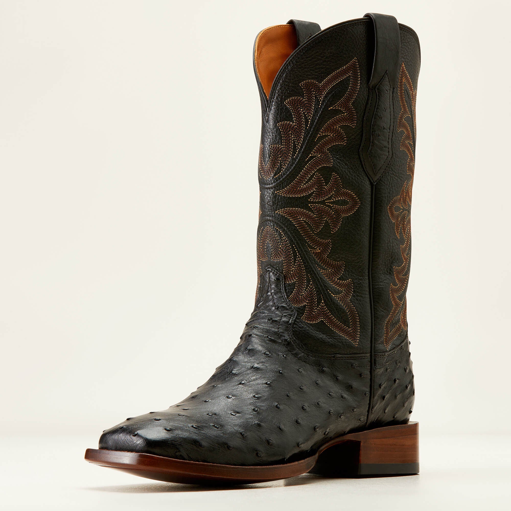 Bench Made Bassett Western Boot Men - BLACK FULL QUILL OSTRICH