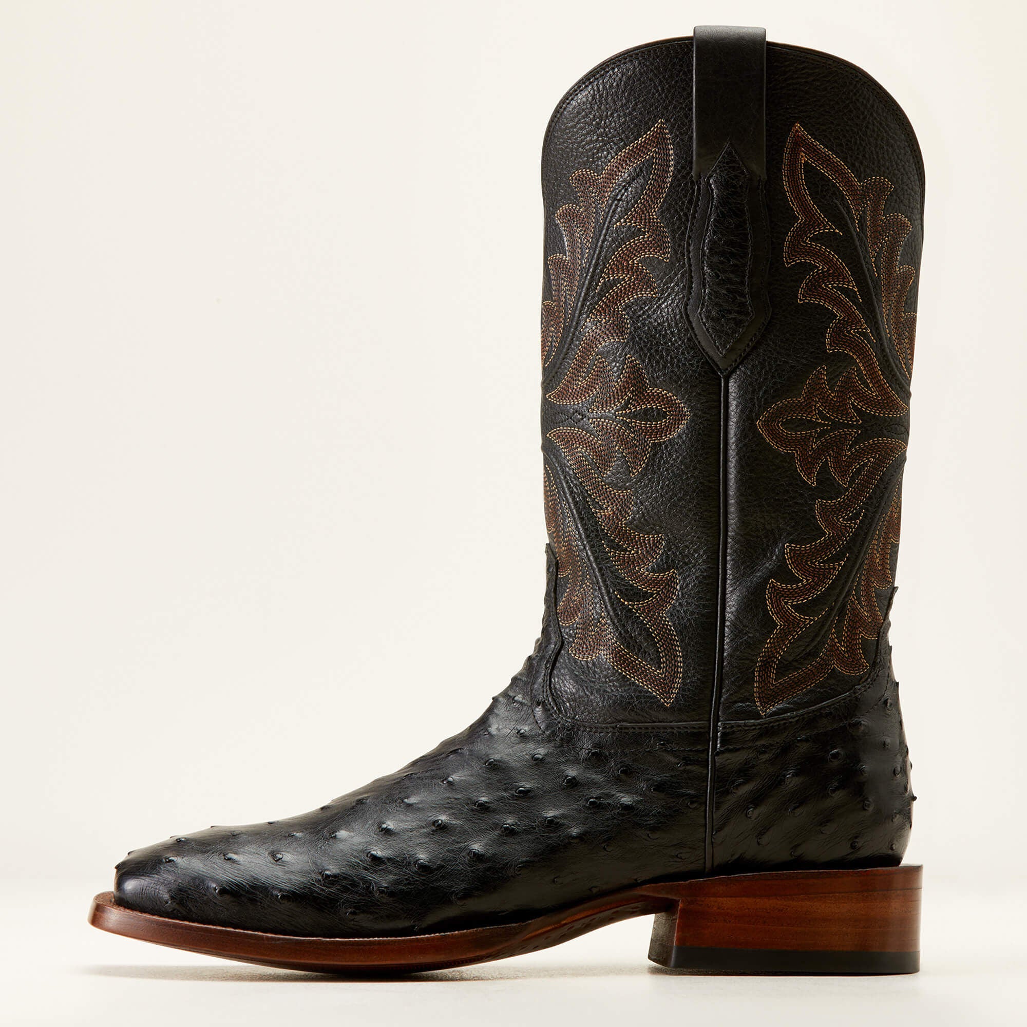 Bench Made Bassett Western Boot Men - BLACK FULL QUILL OSTRICH