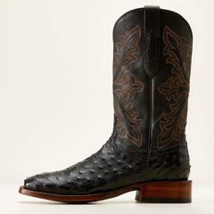 Bench Made Bassett Western Boot Men - BLACK FULL QUILL OSTRICH