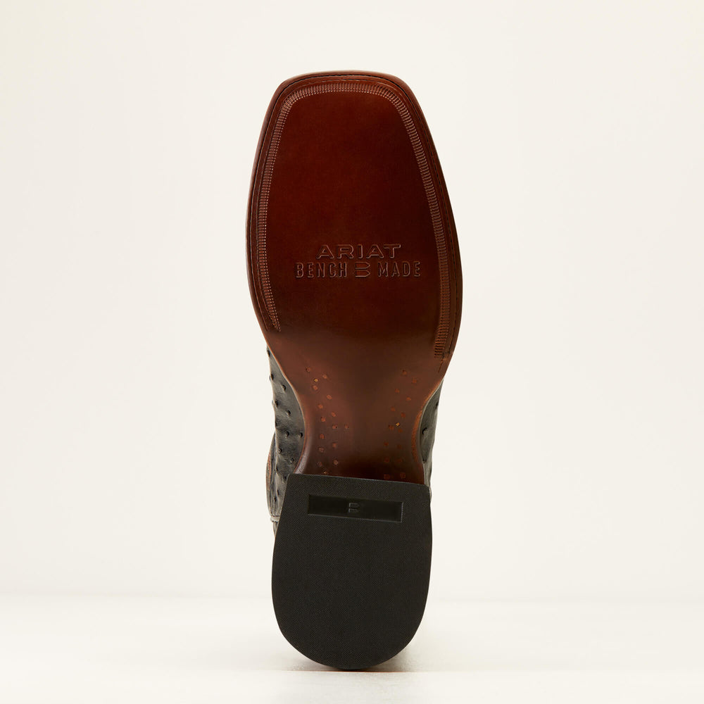 Bench Made Bassett Western Boot Men - BLACK FULL QUILL OSTRICH