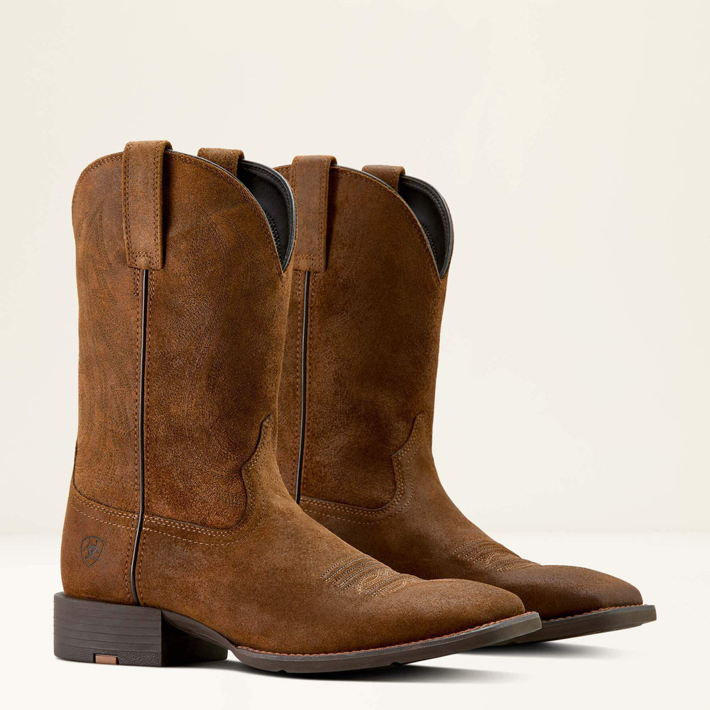 Sport Big Country Wide Square Toe Cowboy Boot Men - BROWN ROUGHOUT