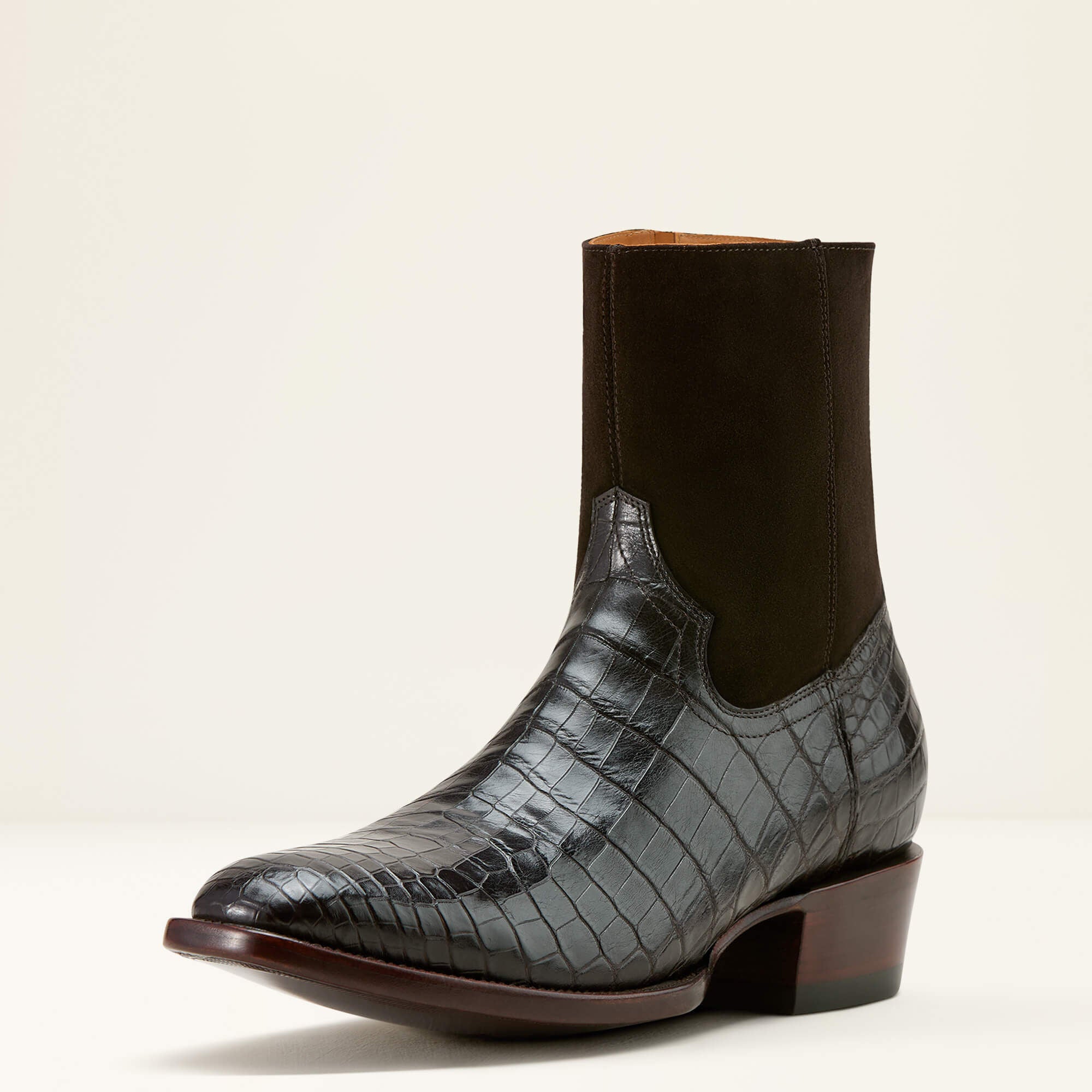 Bench Made Brewer Western Boot Men - ESPRESSO NILE CROC/DARK CHOCOLATE