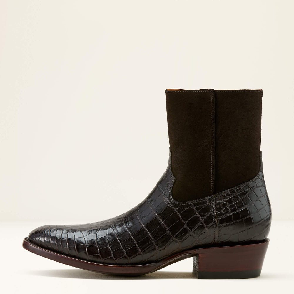 Bench Made Brewer Western Boot Men - ESPRESSO NILE CROC/DARK CHOCOLATE