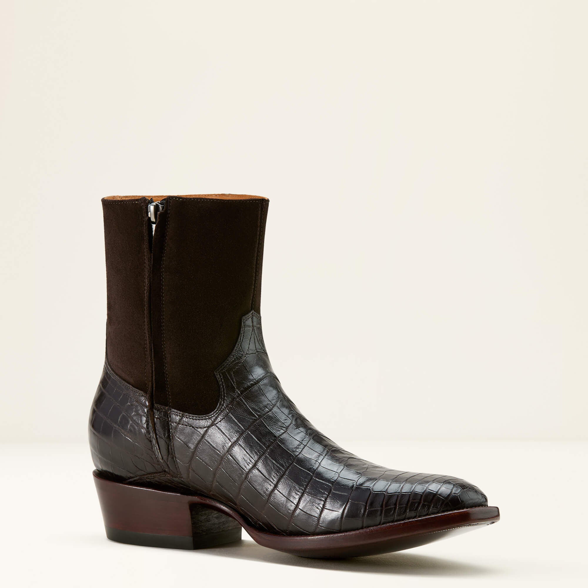 Bench Made Brewer Western Boot Men - ESPRESSO NILE CROC/DARK CHOCOLATE