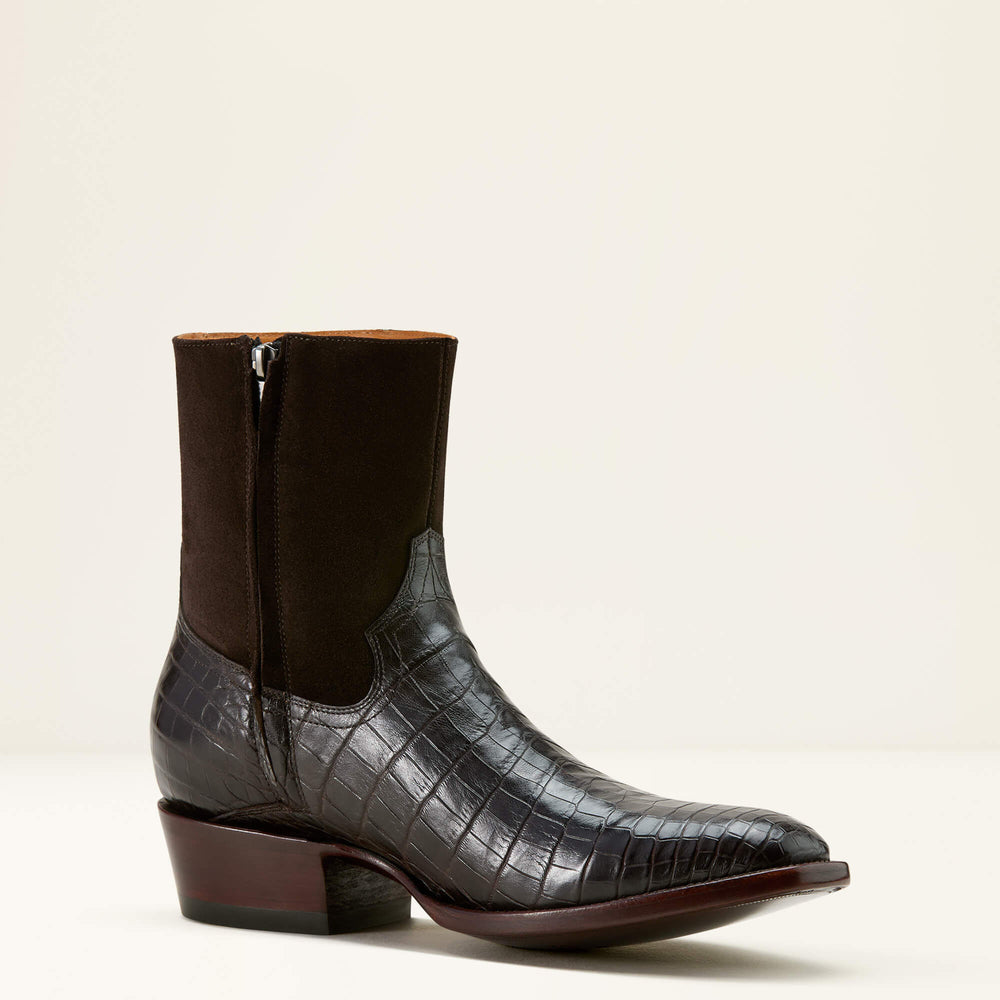 Bench Made Brewer Western Boot Men - ESPRESSO NILE CROC/DARK CHOCOLATE