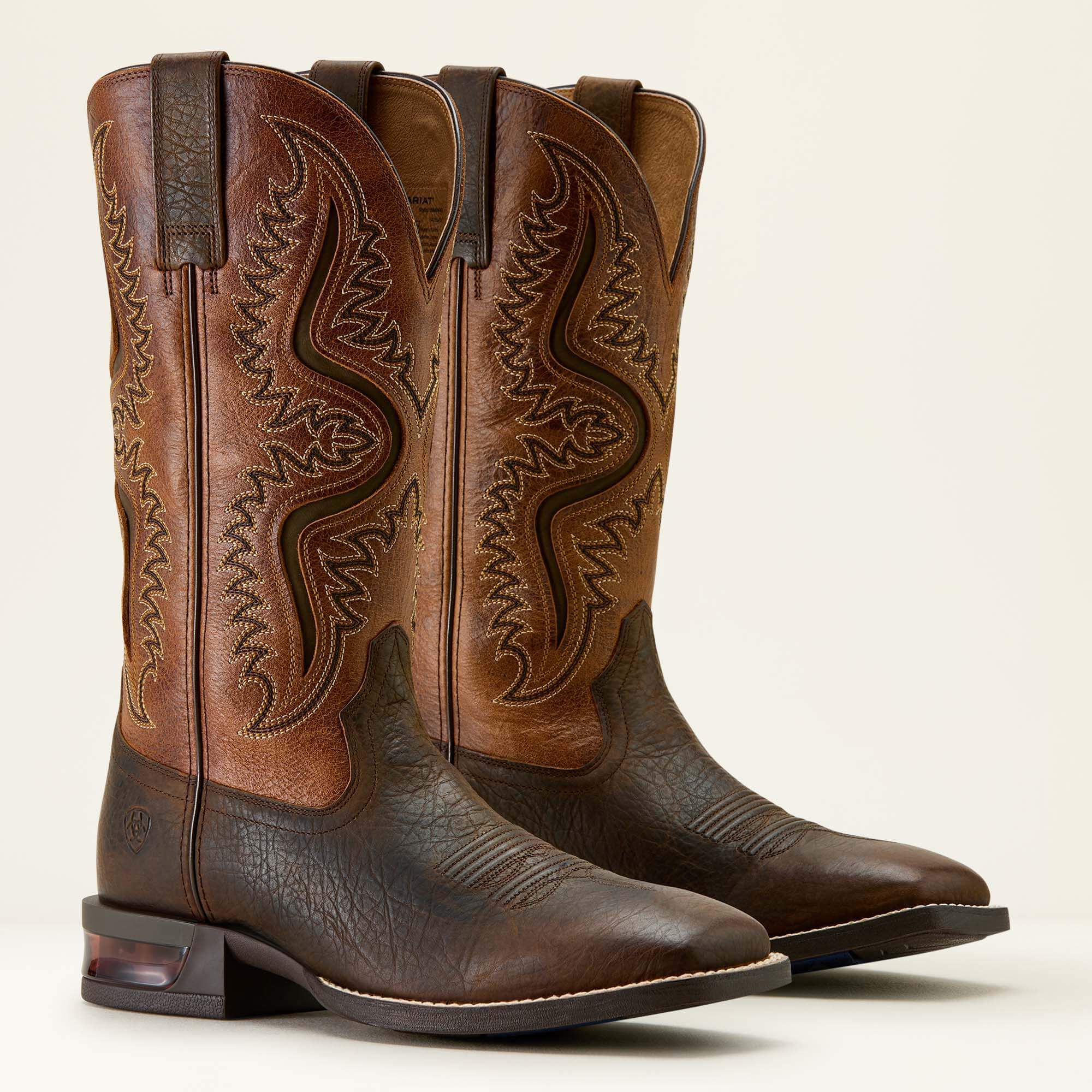 Captivate Wide Square Toe Cowboy Boot Men - DARK BROWN/PEANUT BUTTER