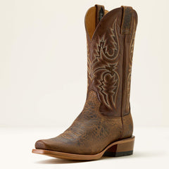 Futurity Platinum Narrow Cutter Toe Cowboy Boot Men - SADDLE BROWN BISON/NUTSHELL TAN