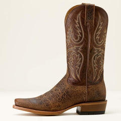 Futurity Platinum Narrow Cutter Toe Cowboy Boot Men - SADDLE BROWN BISON/NUTSHELL TAN