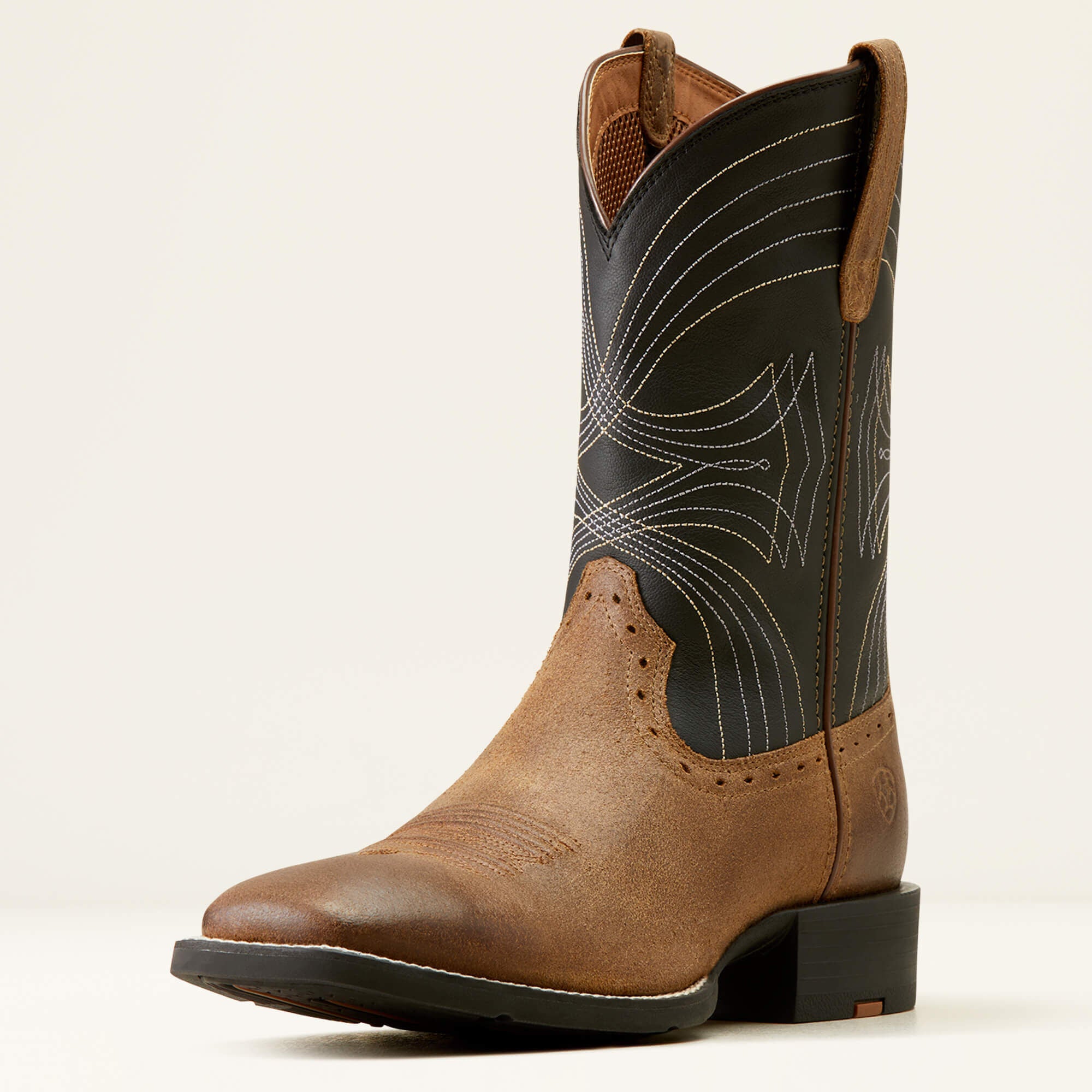 Sport Wide Square Toe Cowboy Boot Men - BARLEY BROWN/MATTE BLACK