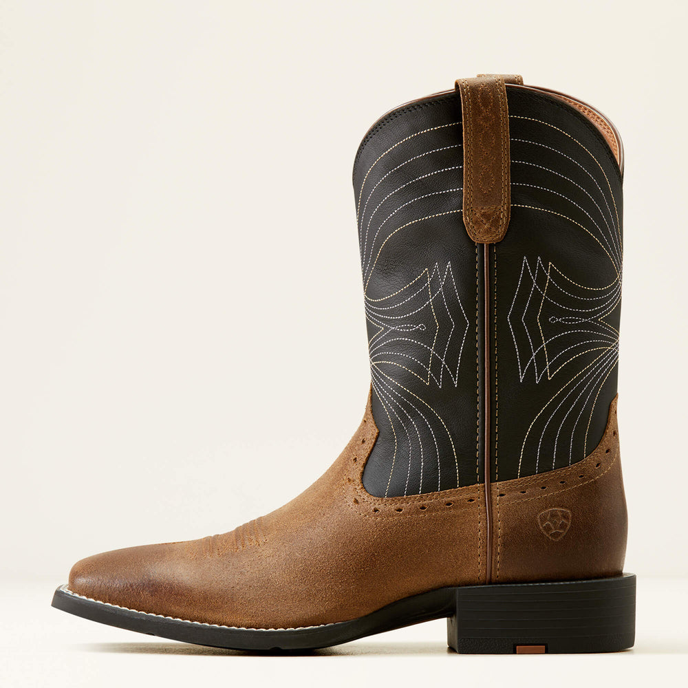 Sport Wide Square Toe Cowboy Boot Men - BARLEY BROWN/MATTE BLACK