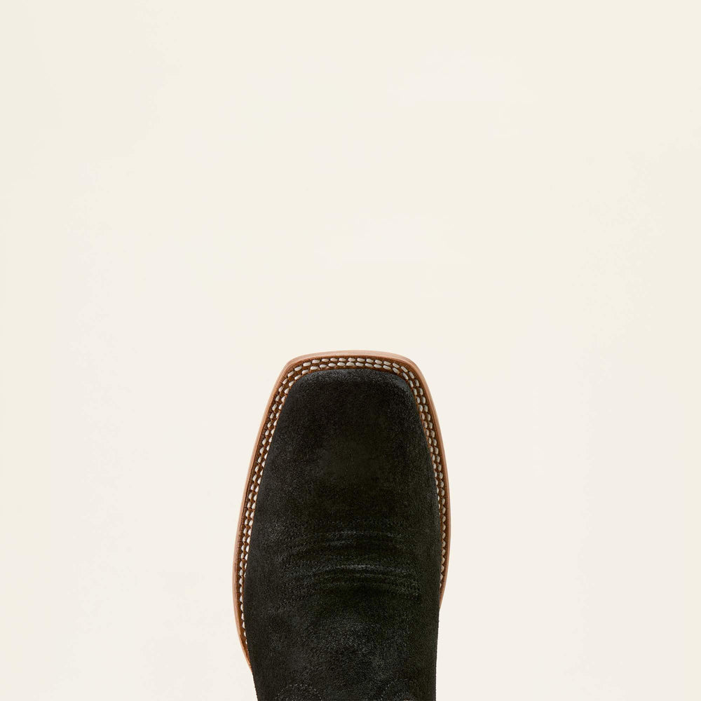 Circuit Gritty Wide Square Toe Cowboy Boot Men - BLACK ROUGHOUT/SHREDDED WHITE